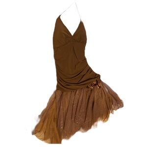 Vintage Brown Fairycore Halter Top Dress 🧚🏽‍♀️🤎